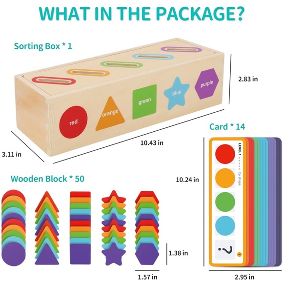 ⭐️ Montessori Educational Toy // Color Sorting & Stacking Matching Wooden Toy - Picture 5 of 6